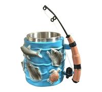 Veasbuu Tasse à café - 300 ml double paroi en acier inoxydable avec relief 3D | Tasse de pêche pour latte - Pour boissons froides ou chaudes, cadeau pour père, petit ami, grand-père, oncle