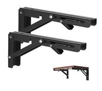 Vebetter 250mm Équerre Pliante, 2Pcs Noir Support Console Pliable, Supports D' étagères Pliants Charge, Lourds Support Console Pliable,Equerre Etagere, Pour Garage,Cuisine,Chambre,60KG/133lbs Porteur