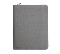 Vebon® Classeur à anneaux A4 "Paris" I Conférencier avec fermeture Éclair + pince I Porte documents A4 + pochette ordinateur portable I organiseur professionnel avec rangement I Simili cuir I Gris
