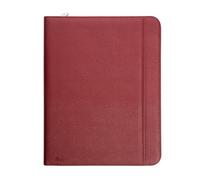 Vebon® Classeur à anneaux A4 "Paris" I Conférencier avec fermeture Éclair + pince I Porte documents A4 + pochette ordinateur portable I organiseur professionnel avec rangement I Simili cuir I Rouge