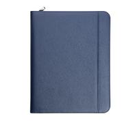 Vebon® Classeur à anneaux A4 "Paris" I Conférencier avec fermeture Éclair + pince I Porte documents A4 + pochette ordinateur portable I organiseur professionnel avec rangement I Simili cuir I Bleu