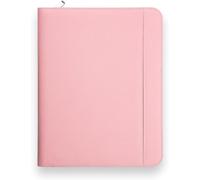 Vebon® Classeur à anneaux A4 "Paris" I Conférencier avec fermeture Éclair + pince I Porte documents A4 + pochette ordinateur portable I organiseur professionnel avec rangement I Simili cuir I Rose