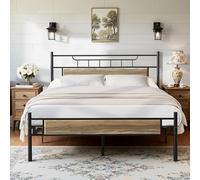 VECELO Cadre de Lit 140x190cm, Sommier Plateforme Simple, Support à Lattes en Acier de Qualité Supérieure, Rangement sous Le Lit, Assemblage Facile, Gris Ardoise Clair