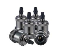 Vecys Vintage E27 Adaptateur Douille,Edison Suspension lampe,Solide Cuivre Céramique Douille pour Plafonds Bricolage Suspension Lampe（Noir Nacré,6pcs）