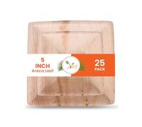 Ved 25 Bol en feuille d'arec écologique et biodégradable de 5,5" (13,75 cm), bols carrés profonds jetables pour soupe, salade, desserts, bols de fête robustes et compostables.