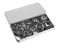 VEDA Lot de 30 mini emporte-pièces en acier inoxydable avec boîte de rangement, formes géométriques, emporte-pièce