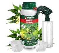 Veddelholzer 1000 ml d'huile de neem de qualité supérieure pressée à froid 100% naturelle, kit complet avec émulsifiant naturel + flacon pulvérisateur de 500 ml et 2 verres doseurs pour l'entretien