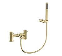 VeeBath Delta Mitigeur bain/douche - Finition laiton brossé, entrée G3/4", pont à double levier monté avec pommeau de douche rond, paire de robinets de salle de bain, double robinet de douche