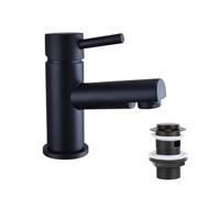 VeeBath Delta Mono Mitigeur de lavabo - Finition noire mate, entrée G1/2", levier unique, bord arrondi, robinet d'évier au design moderne, robinet de salle de bain et lavabo