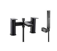 VeeBath Lagoon Mitigeur de douche carré doux - Finition noire mate avec pomme de douche carrée, contrôle à double levier, entrée BSP G3/4", robinets de salle de bain montés sur le pont avec douche