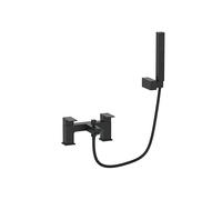 VeeBath Mist Mitigeur bain/douche - Finition noire mate avec pomme de douche carrée, double levier, entrée BSP G3/4", paire de robinets de salle de bain carrés montés sur le pont