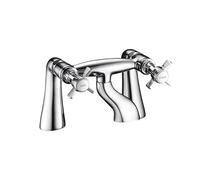 VeeBath Ripple Robinet mitigeur traditionnel pour baignoire - Finition chromée classique, style victorien, double levier de contrôle, robinet de salle de bain monté sur le plateau, entrée G3/4