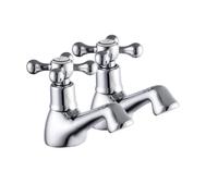 VeeBath TapsPair Paire de robinets de lavabo Ronds Traditionnels en Laiton avec Technologie à Disque en céramique Chromé, Traditional