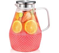 veecom Carafe en verre avec couvercle 2.4L - Carafe en verre borosilicaté Transparent