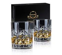 veecom Lot de 2 verres à whisky en cristal de 283,5 g avec fond épais - Cadeaux pour homme, verres à whisky à l'ancienne pour scotch, cocktail, fête des pères pour homme (ensemble de 2)