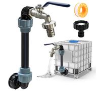 VEEKAY Robinet IBC Col de Cygne de Cuve,Adaptateur IBC avec S60 x 6, 3/4 pouces,Filetage Grossier 3/4'' Raccord Cuve IBC Robinet Kit