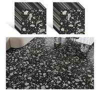 VEELIKE Dalle PVC Adhesive Sol Effet Terrazzo Noirs 24 Pièces Carrelage Adhesif Sol Granit Noir Stickers Carrelage Cuisine Salle de Bain Dalles PVC Garage Escalier Autocollantes 30 cm × 30 cm