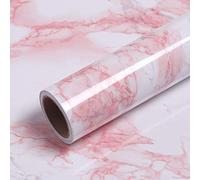 VEELIKE Papier peint autocollant effet marbre rose 40 x 300 cm Revêtement mural imperméable et amovible pour meubles