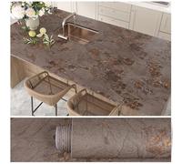 VEELIKE Papier Peint Beton Marron Doré Vintage Shabby Chic Papier Peint Loft Industriel Papiers Peints Adhesif Effet Béton Texturé Papiers Autocollant Marbre Cuisine Imperméable Amovible 40cm × 300cm