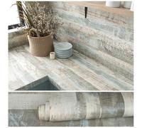 VEELIKE Papier Peint Bois Bleu Gris Vintage 60 cm x 300 cm Revetement Plan de Travail Cuisine Papier Adhesif pour Meuble Panneau Bois Papiers Peints Salle de Bain Lavable Stickers Porte Placard