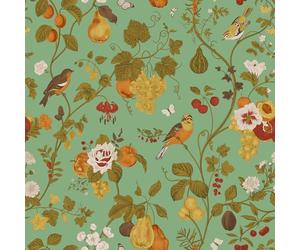 VEELIKE Papier Peint Fleuri Fruits Verts Vintage Papier Peint Oiseaux Raisins Vert 44,5 cm x 300 cm Papiers Peints Feuillage Adhesif Mural Decoratif Salon Chambre Adhesif pour Meuble Salle de Bain