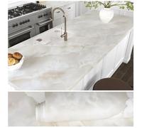 VEELIKE Papier Peint Marbre Onyx Crème Moderne 81 cm x 300 cm Papier Peint Adhesif Mural Chambre Adhesif Marbre Beige Revetement Plan de Travail Salle de Bain Crédence Cuisine Stickers Imperméable