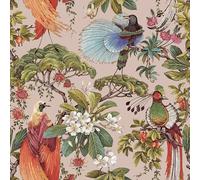 VEELIKE Papier Peint Oiseaux et Fleurs Rose Chinoiserie Papier Peint Fleuri Vintage 44,5 cm x 300 cm Papiers Peints Decoratifs Chambre Adhesif Mural Decoratif Salle de Bain Adhesif pour Meuble