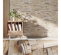 VEELIKE Papier Peint Pierre Beige 60cm×900cm Papier Peint Adhesif Brique Papier Autocollants Décoratifs Industriel Vintage Stickers Muraux Salle de Bain Imperméable Vinyle Adhesif Cuisine Chambre