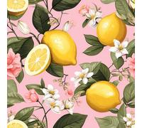 VEELIKE Papier peint rose citron vintage 45 x 900 cm pour chambre à coucher, chambre d'enfant, cuisine, papier peint autocollant amovible pour murs