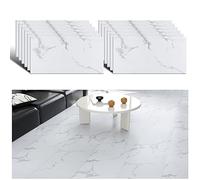VEELIKE Sol PVC Adhesif Effet Marbre Blanc Dalle PVC Adhesive Sol Salle de Bain Cuisine Stickers Carrelage Marbre Blanc Salon Dalle Garage Autocollant Amovible 60 cm × 30 cm 12 Pièces