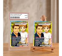 VEELU Carte Poke Personnalisé Papa avec Photo et Texte, Cartes Portrait Pokes mon Personnalisable, Cadeau Unique pour Fête des Pères et Anniversaire Saint-Valentin de Homme Grand-Père Couple