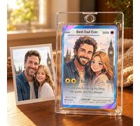 VEELU Carte Poke Personnalisée avec Photo pour Papa Cadeau Fete des Peres Carte Poke Portriat Personnalisable Cadeau Personnalisé pour Anniversaire