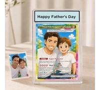 VEELU Carte Poke Personnalisée Photo pour Papa Cadeau Fete des Peres Carte Poke Portriat Personnalisable avec Texte pour Entraîneur Personnage Idee Cadeau Fete des Peres Anniversaire