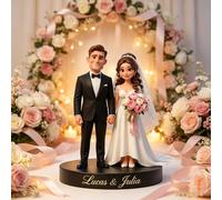 VEELU Figurine Personnalisée avec Photo et Prénom - Portrait sur Mesure pour Couple - Cadeau Mariage Personnalisé, Anniversaire et Saint-Valentin - Statuette en Acrylique avec Gravure de Nom