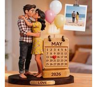 VEELU Figurine Personnalisée avec Photo Mémorable, Cadeau Anniversaire de Mariage Unique pour Couple, Statuette Style Cartoon Cadre Portrait, Idée Cadeaux pour Femme Homme (Style 01)