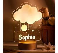 VEELU Veilleuse LED pour Bébé Nuage Lampe Personnalisée avec Prenom Cadeau de Baptême pour Garçon et Fille Cadeau Naissance Fille