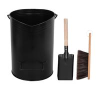 Veemoon 1 ensemble seau et pelle à cendres décoratifs - Ustensiles de | Outil de nettoyage de suie de fer robuste avec brosse pour ferme, poêle à bois ou foyers extérieurs