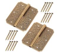 Veemoon 2 charnières de porte de placard, charnières de meubles en laiton | Paire de charnières pour armoire, avec vis, élégant design doré antique, pour la réparation de portes de placard et les
