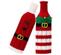 Veemoon 2 Pièces Manchon Délicat pour Bouteille de Vin, Décor Noël, | Cloth Reusable, Machine Washable, Facile à Ranger, Convient à Plupart des Bouteilles Standard