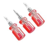 Veemoon 3 Pièces Tournevis Court, Plat et Cruciforme, Acier Carbone Rouge | Jeu Compact à Manche Court, Outil Portable et Polyvalent, pour Petites Vis et Réparations Diverses
