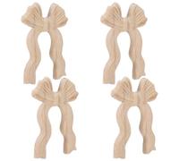 Veemoon 4 Pièces Appliqué Décorative en Bois, Nœud Européen Ajouré | Découpe Sculptée Beige, Finition Artisanale, pour Chambre et Décoration Intérieure, Meuble et Commode