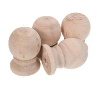 Veemoon 4 Pièces Colonne de Support Escalier Bois Massif avec Décoration Forme de Boule Pilier Rond pour Rambarde Fleurons en Bois Sculpté et Support de Structure Solide