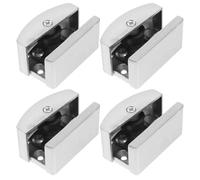 Veemoon 4 Pièces Guide Inférieur Réglable pour Porte de Coulissante en Alliage D'aluminium Argenté Rouleau Ajustable et Bloc en Caoutchouc Élastique pour Portes Vitrées de 5-14mm
