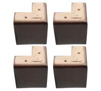 Veemoon 4 Pièces Pied de Meuble en Bois Massif Marron de L pour Canapé et Table Basse, Support Stable Structure à Mortaise, Style Naturel Scandinave et Japonerie, Dimensions 9,5x9,5x9,5 Cm