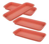 Veemoon 4 Pièces Soucoupe pour Plante Rectangulaire en Plastique | Plateau de Drainage, Garde le Sol Propre, Usage Extérieur et Fenêtre, pour Fleurs en Pot