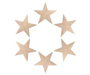 Veemoon 6 Pièces Applique Décorative Étoile en Bois Khaki, Style | Détail Sculpté à Main, Entretien Simple, pour Études et Espaces Intérieurs, Finition Décorative