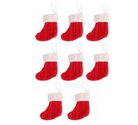 Veemoon 8 Pièces Chaussettes de Noël à Couverts en Maille Rouge pour | Décor de Repas Saisonnier, pour Fourchettes et Cuillères à Dessert, Ambiance Noël et Nouvel An