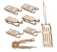 Veemoon 9 Pièces Mini Ski en Bois Décorations De Noël - Ornements De Traîneau en Bois Inachevés pour Décorations De Table Et Arbre De Noël