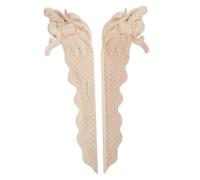 Veemoon Appliques en Bois Sculpté, Lot de 2, Beige, Motif Dragon, Application Diy, pour Meubles et Armoires Cuisine, Salon et Couloir