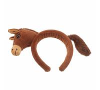 Veemoon Bandeau en Peluche Marron de Cheval Léger et Élastique pour Adultes et Garçon et Filles, Accessoire Photo Festif pour Nouvel An Chinois 2026 et Fête du Printemps